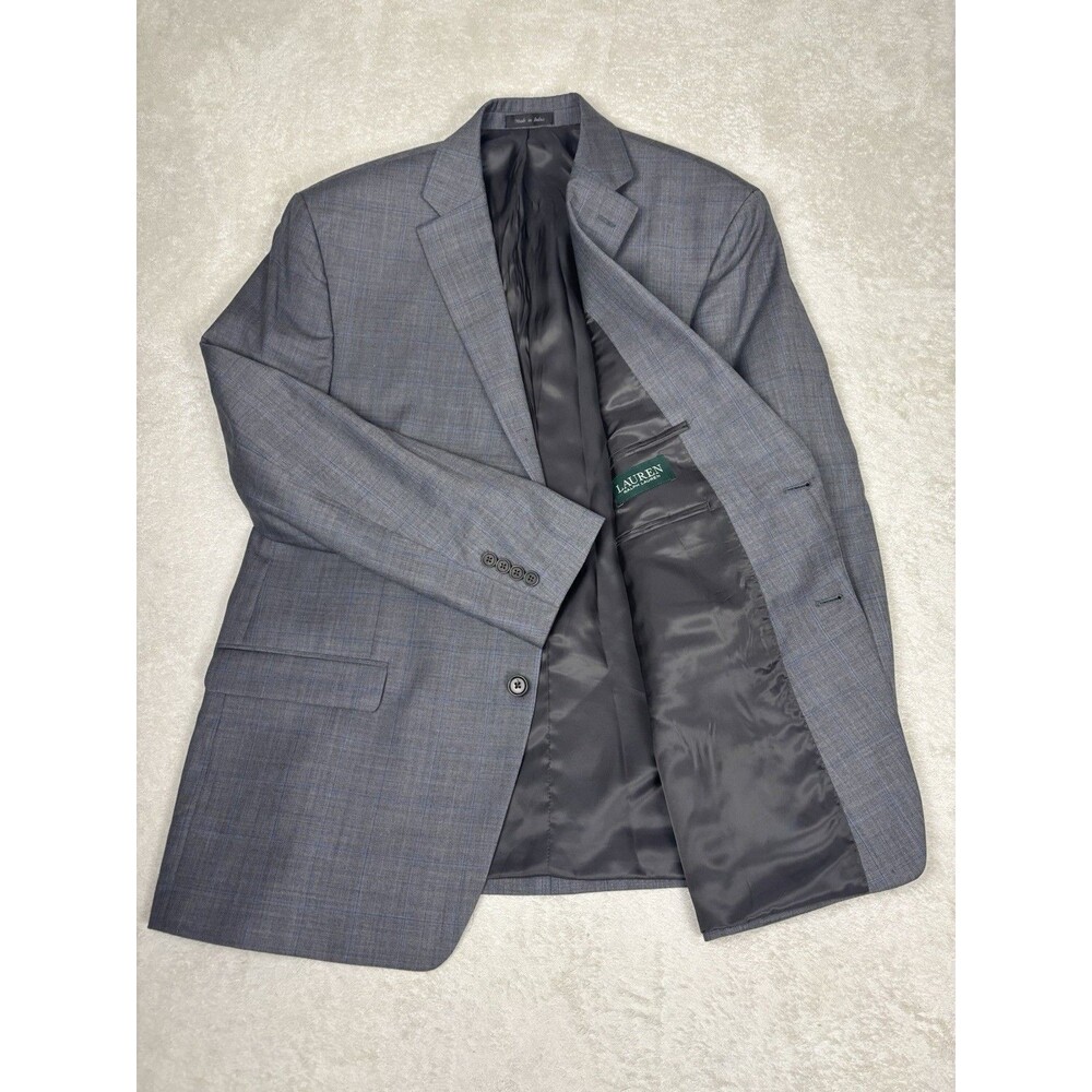Lauren Ralph Lauren Men’s Blazer 46R Gray Wool Blend Window Pane 2 Button